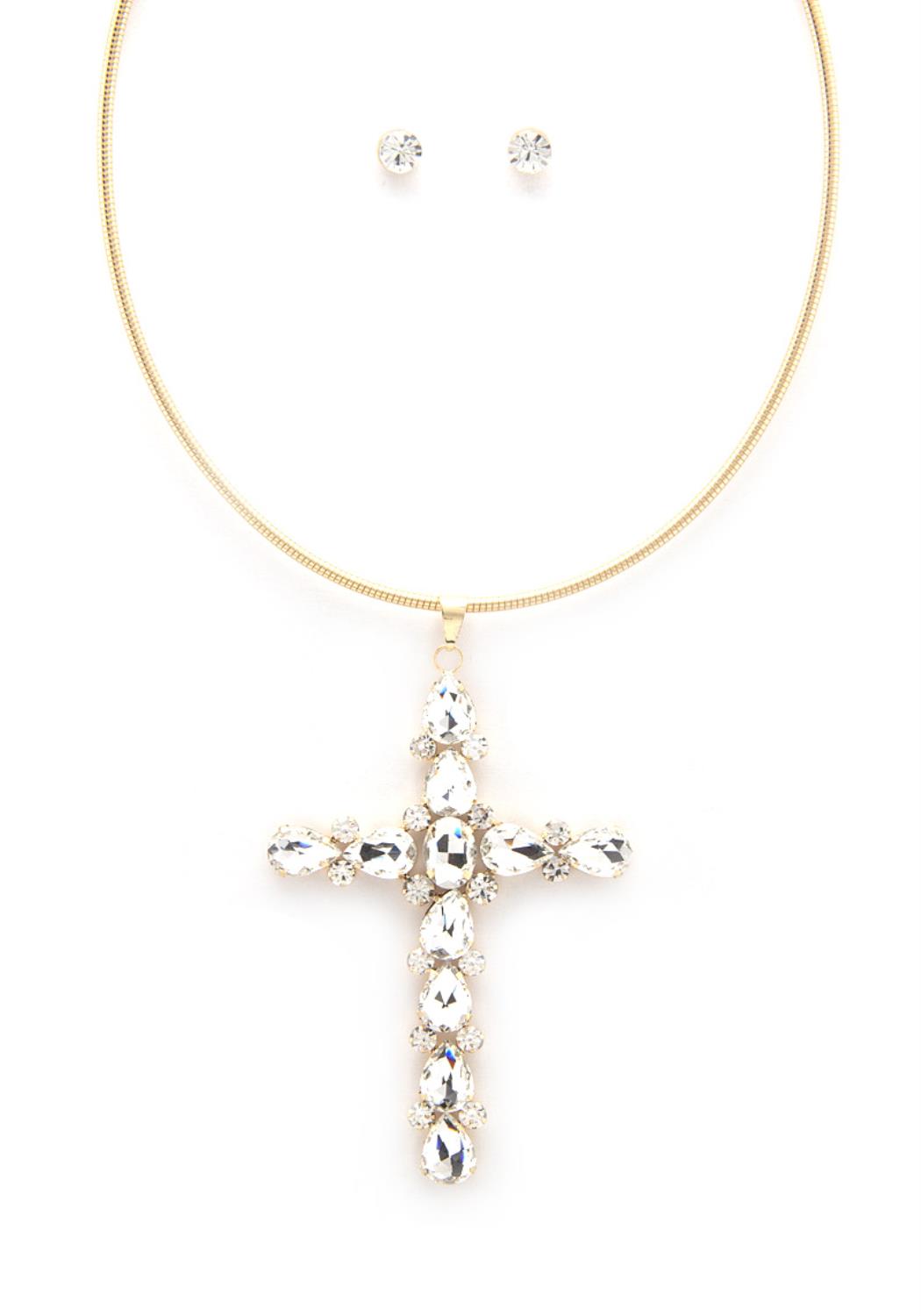 Crystal Cross Metal Necklace Smile Sparker