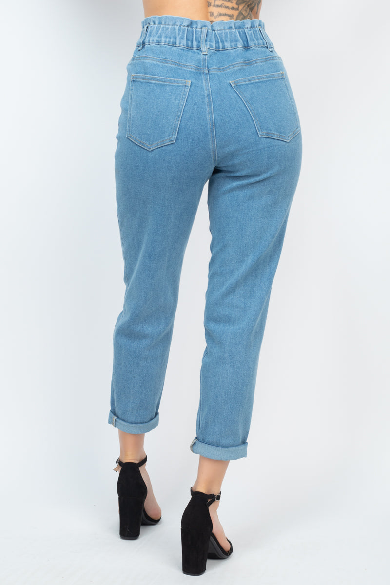 Double Button High-waisted Jeans Smile Sparker