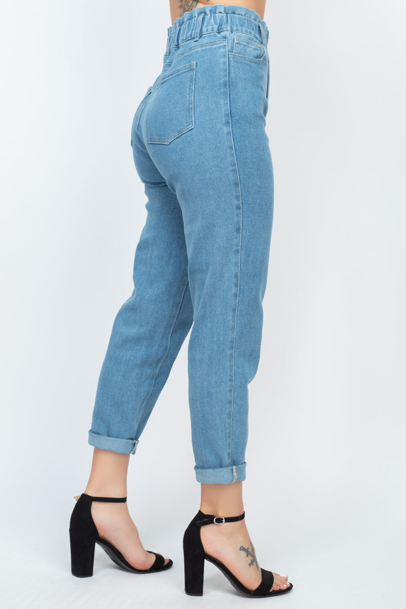 Double Button High-waisted Jeans Smile Sparker