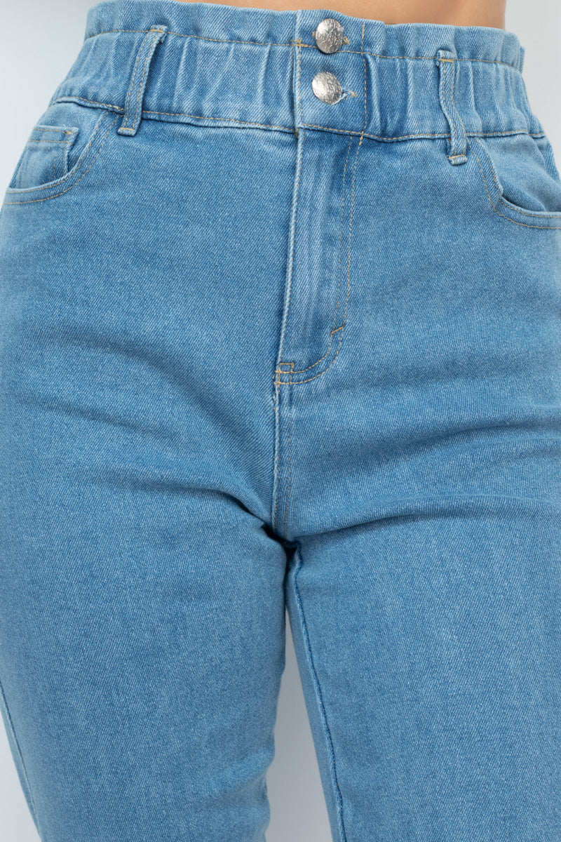 Double Button High-waisted Jeans Smile Sparker