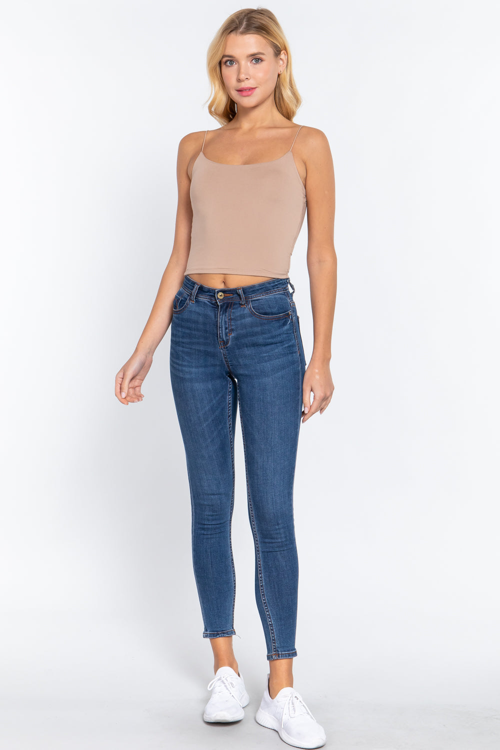 Elastic Strap Two Ply Dty Brushed Knit Cami Top Smile Sparker