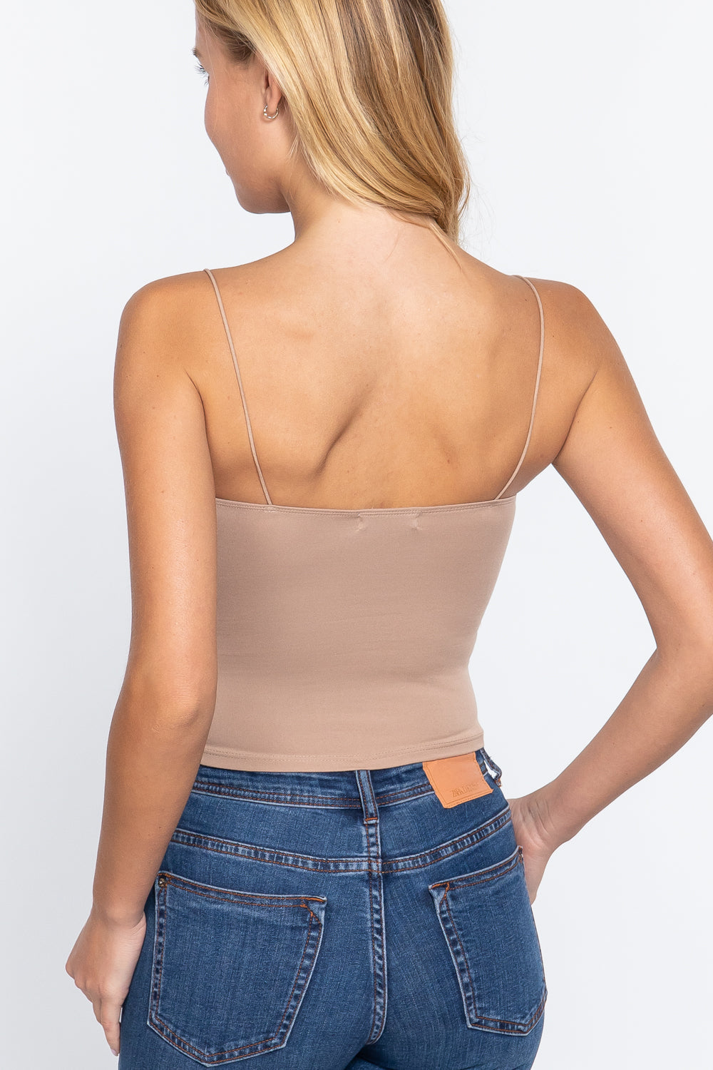 Elastic Strap Two Ply Dty Brushed Knit Cami Top Smile Sparker