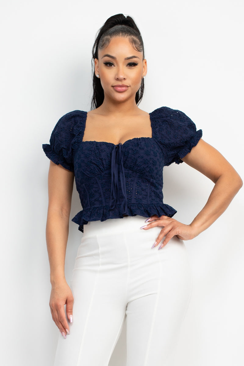 Eyelet Embroidered Smock Top Smile Sparker