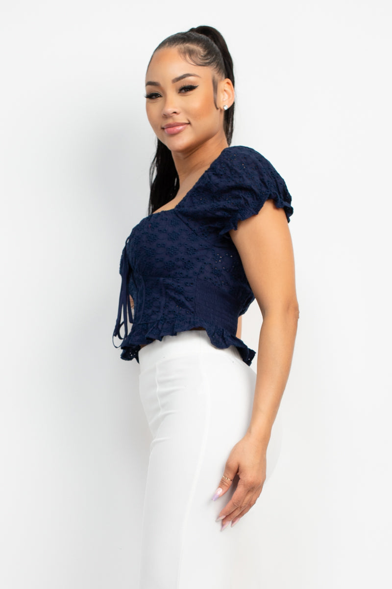 Eyelet Embroidered Smock Top Smile Sparker