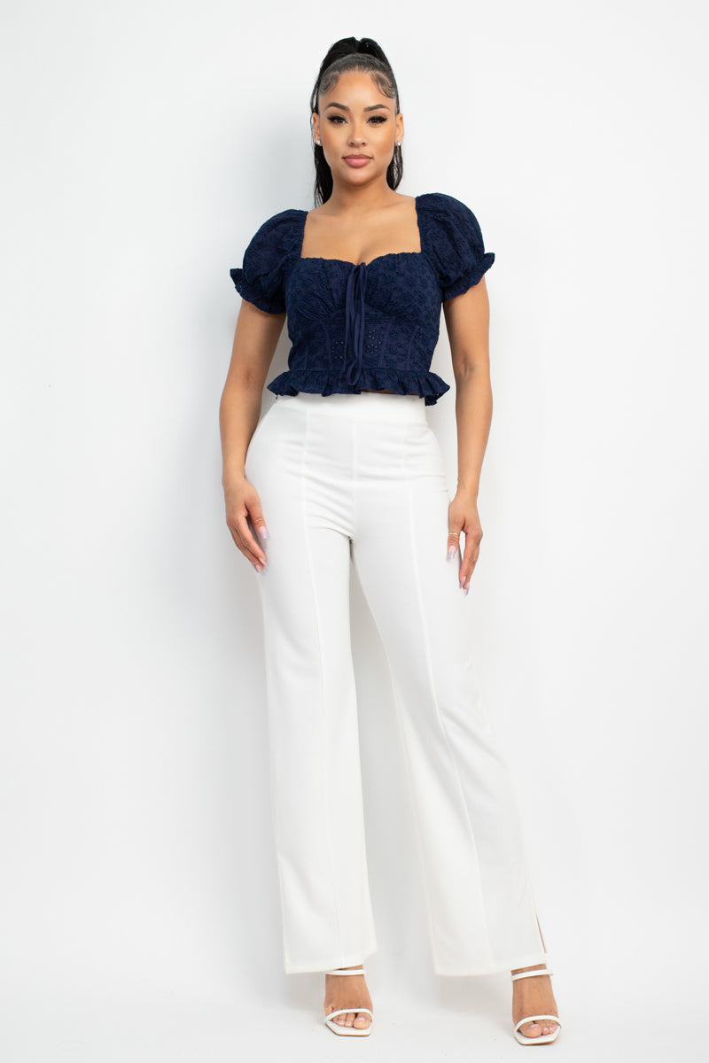 Eyelet Embroidered Smock Top Smile Sparker
