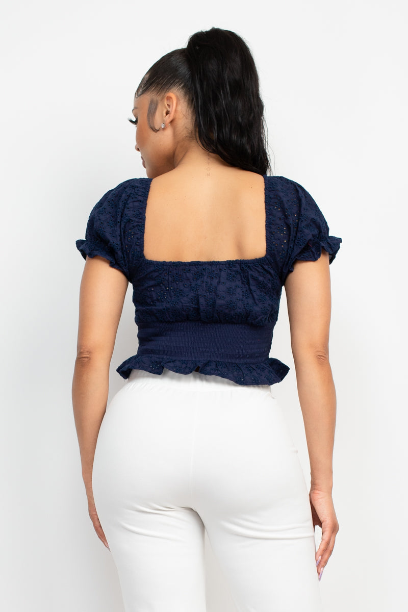Eyelet Embroidered Smock Top Smile Sparker