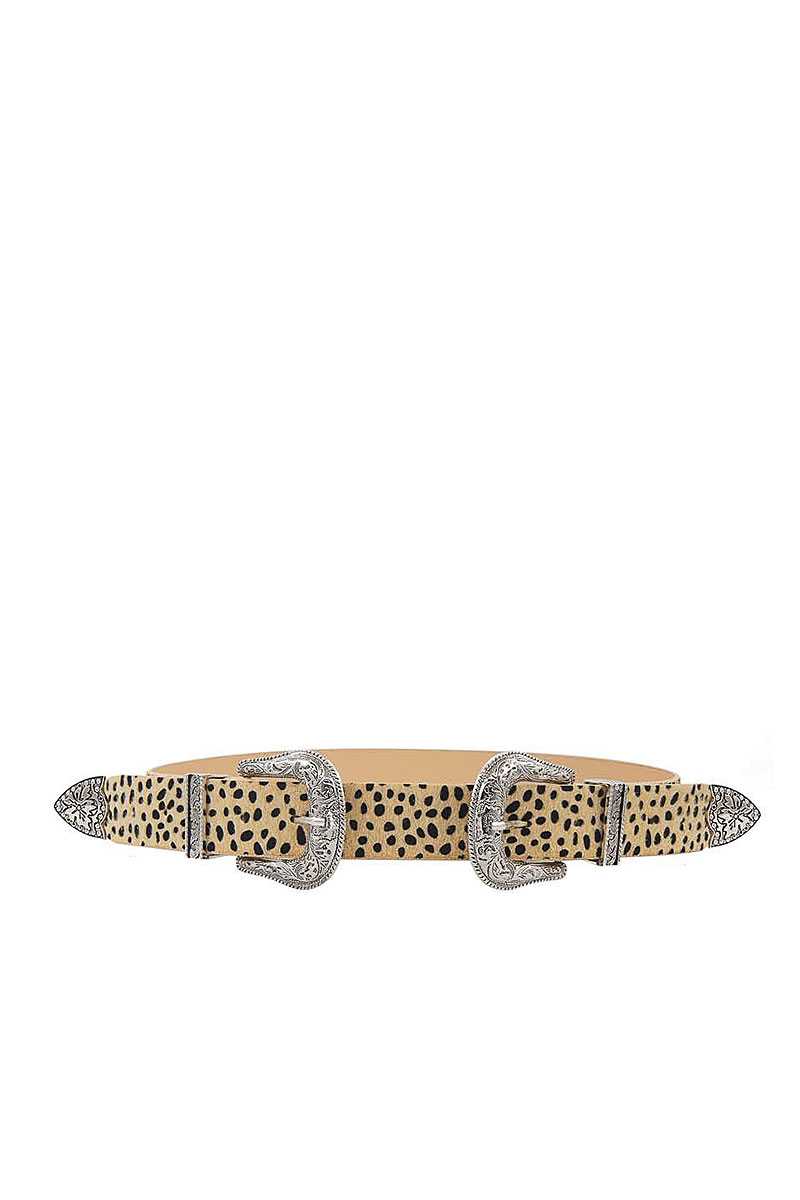 Fashion Chic Trendy Double Buckle Leopard Belt Smile Sparker