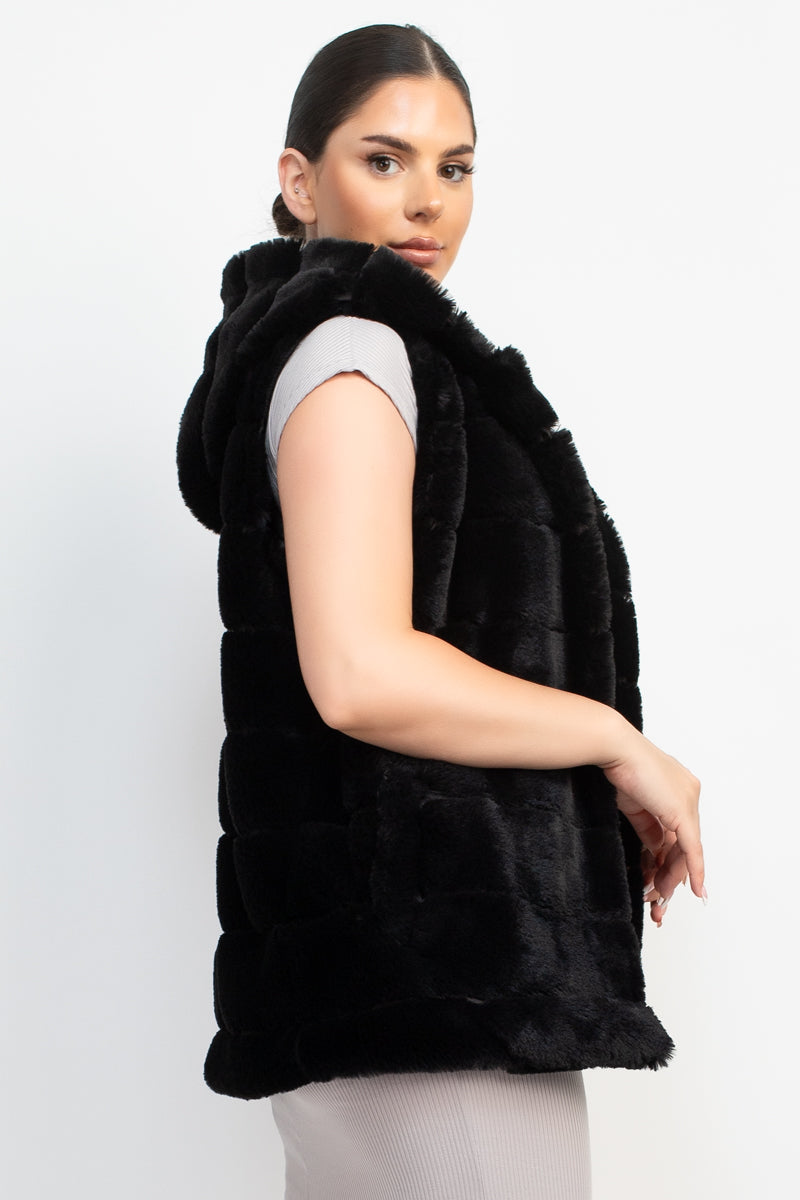 Faux Fur Collared Vest Smile Sparker
