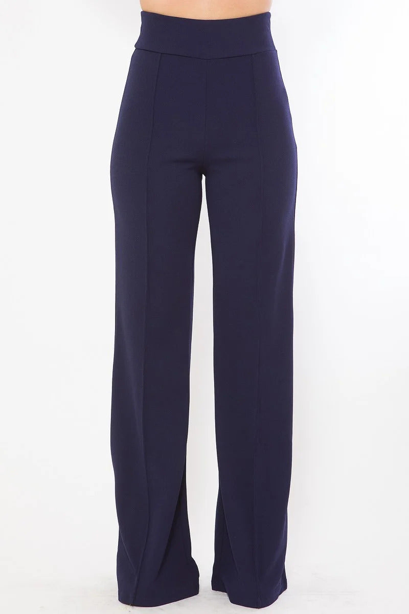 Front-line Flared Leg Design Solid Pants Smile Sparker