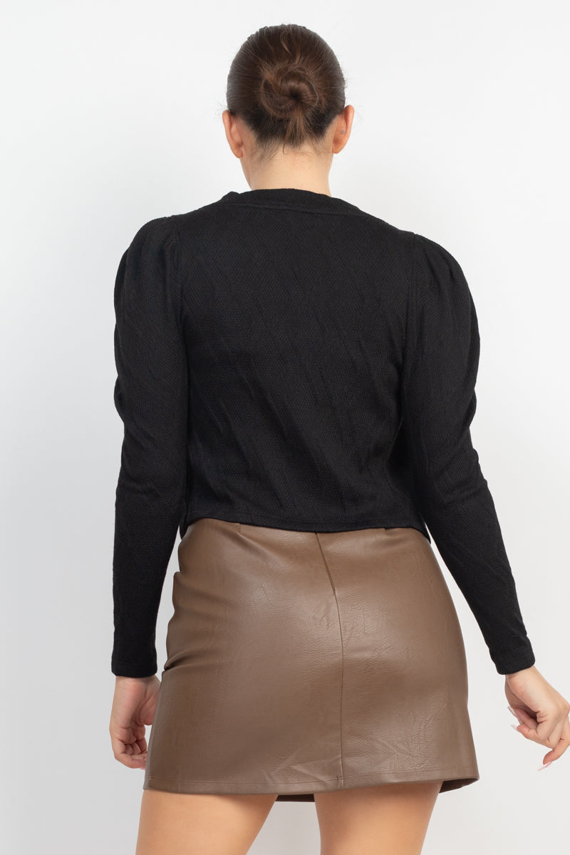 Geometric Cami Puff Sleeves Blazer Top Set Smile Sparker