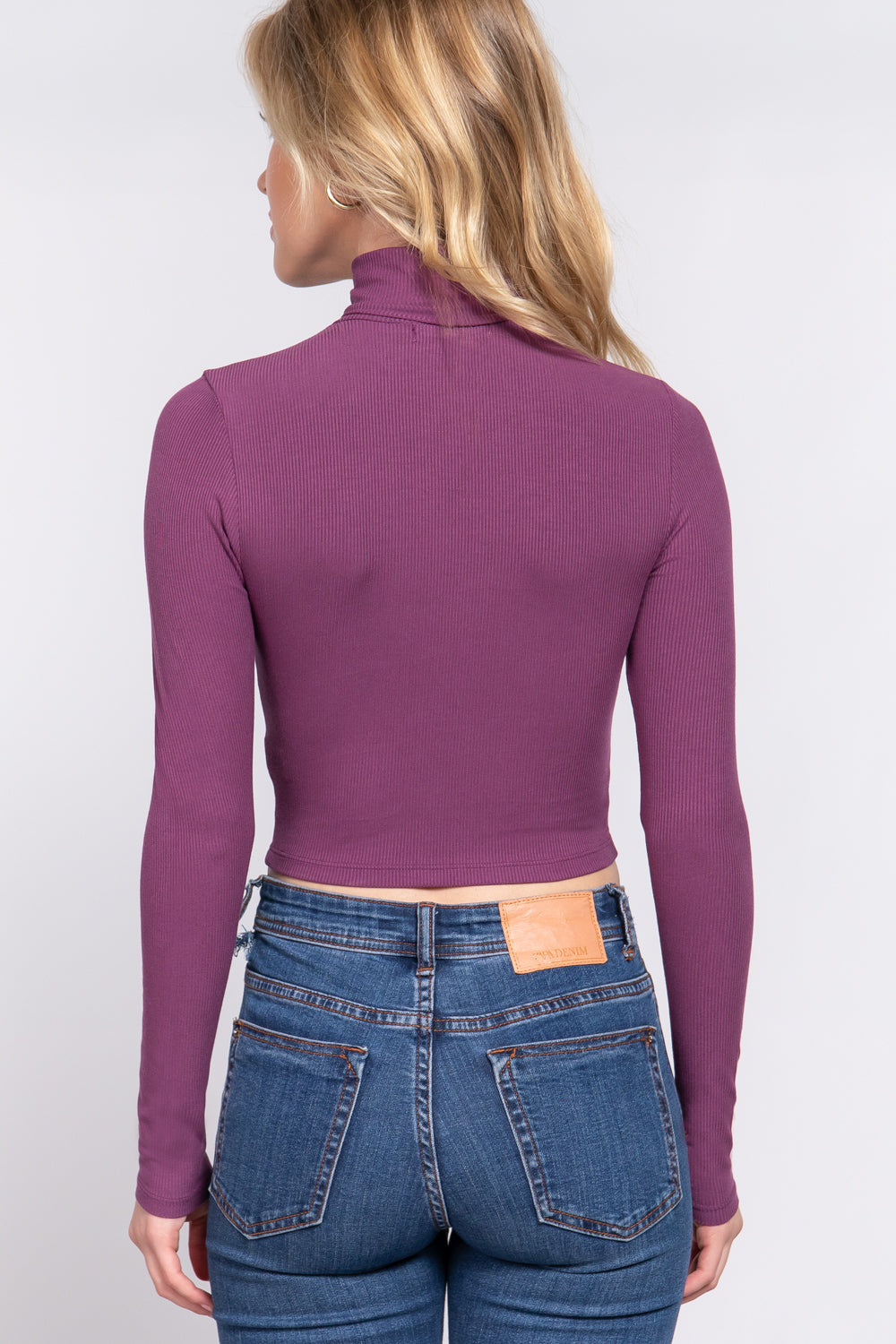 Long Slv Turtle Neck Rib Crop Knit Top Smile Sparker