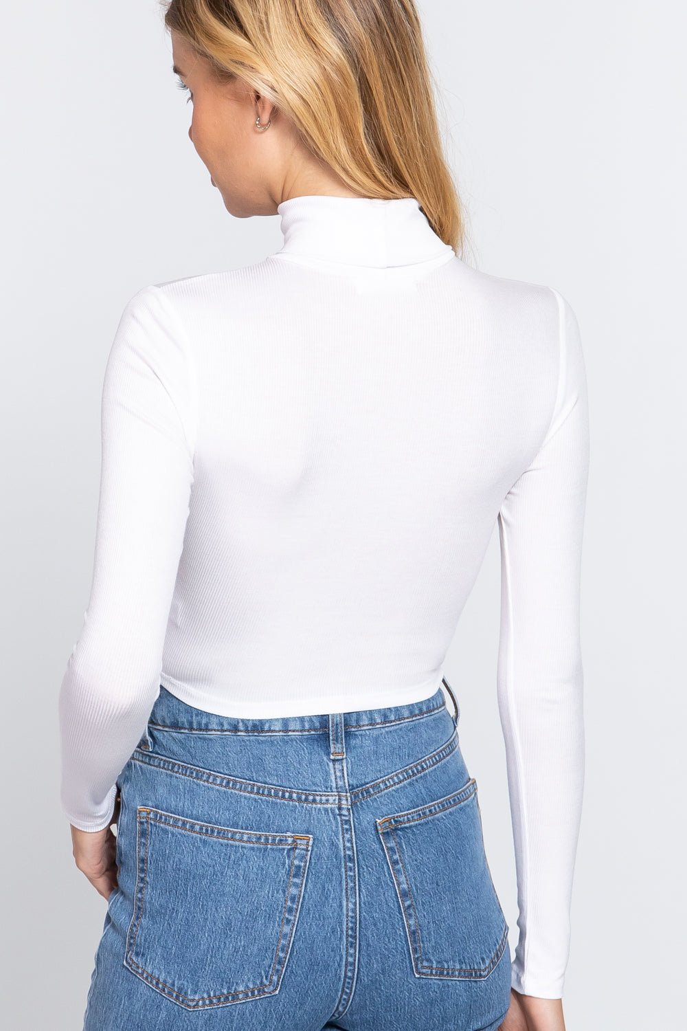 Long Slv Turtle Neck Rib Crop Knit Top Smile Sparker