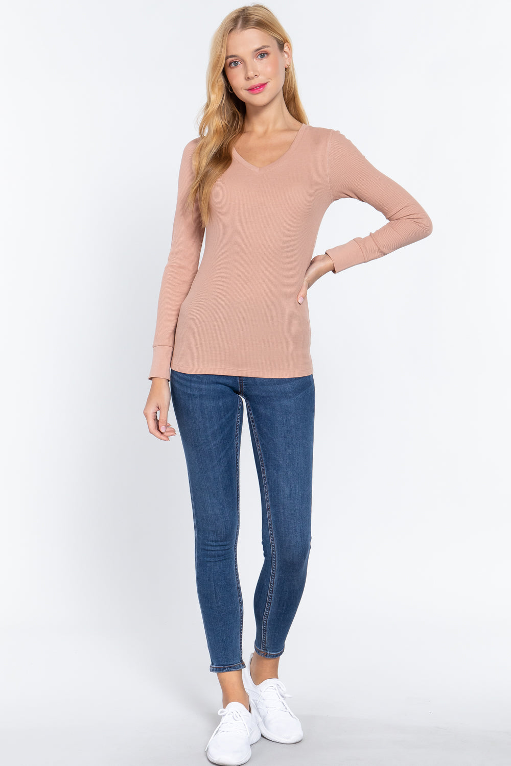 Long Slv V-neck Thermal Top Smile Sparker