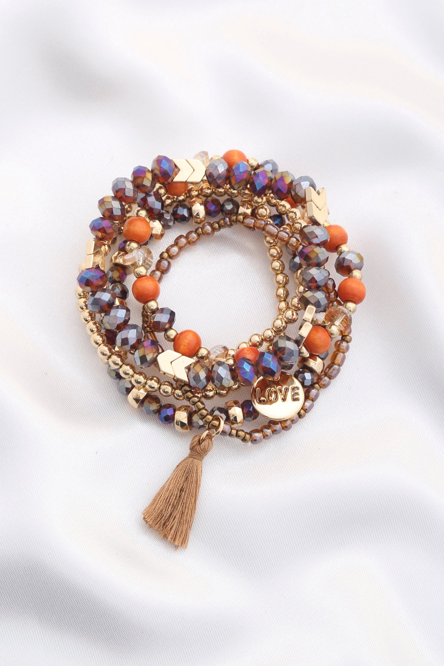 Love Coin Tassel Beaded Bracelet Smile Sparker