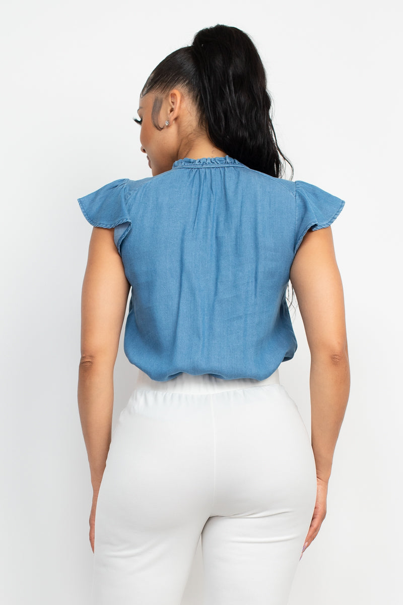 Lyocell Frill Sleeve Top Smile Sparker