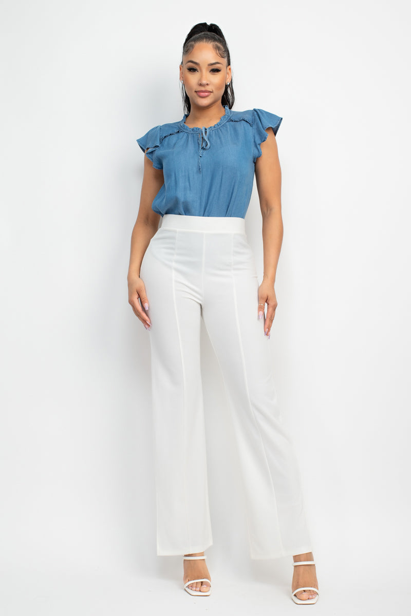 Lyocell Frill Sleeve Top Smile Sparker