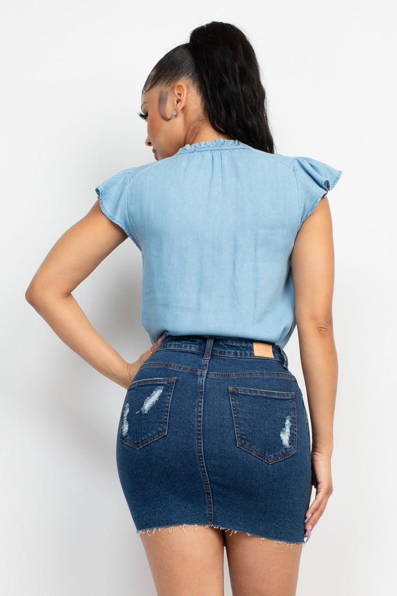 Lyocell Frill Sleeve Top Smile Sparker