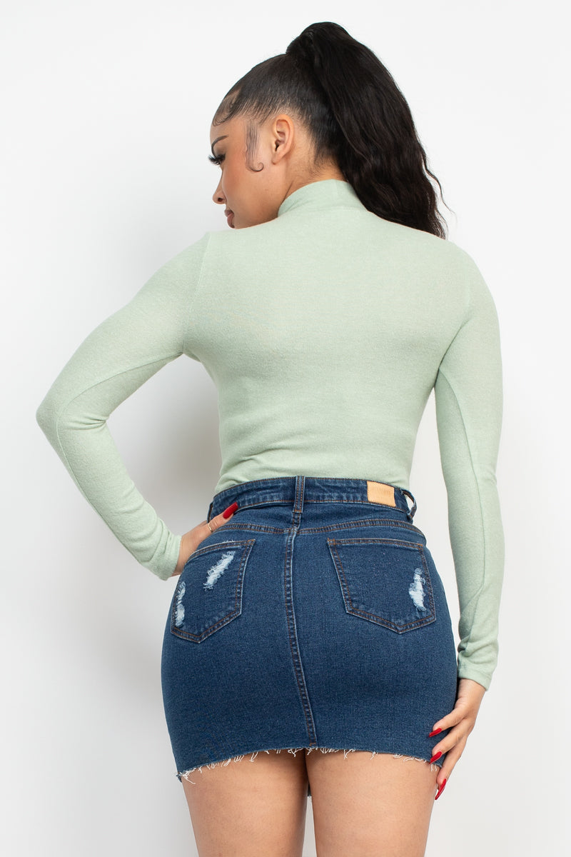 Mock Neck Long Sleeve Top Smile Sparker