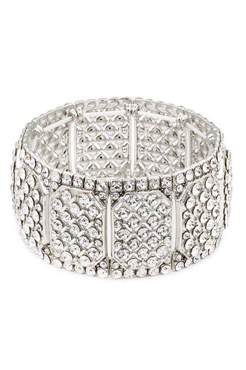 Rhinestone Wide Stretch Bracelet Smile Sparker