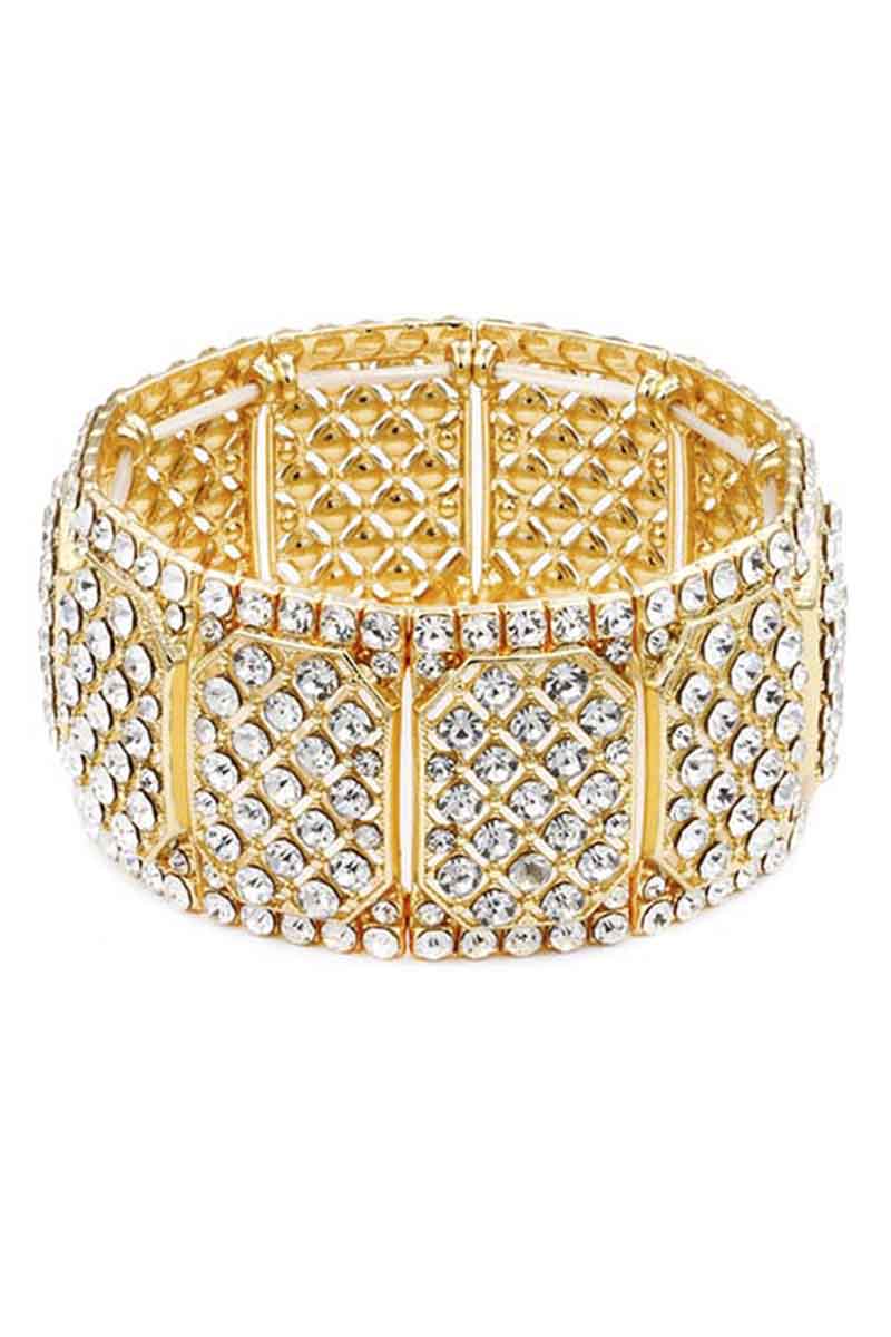 Rhinestone Wide Stretch Bracelet Smile Sparker