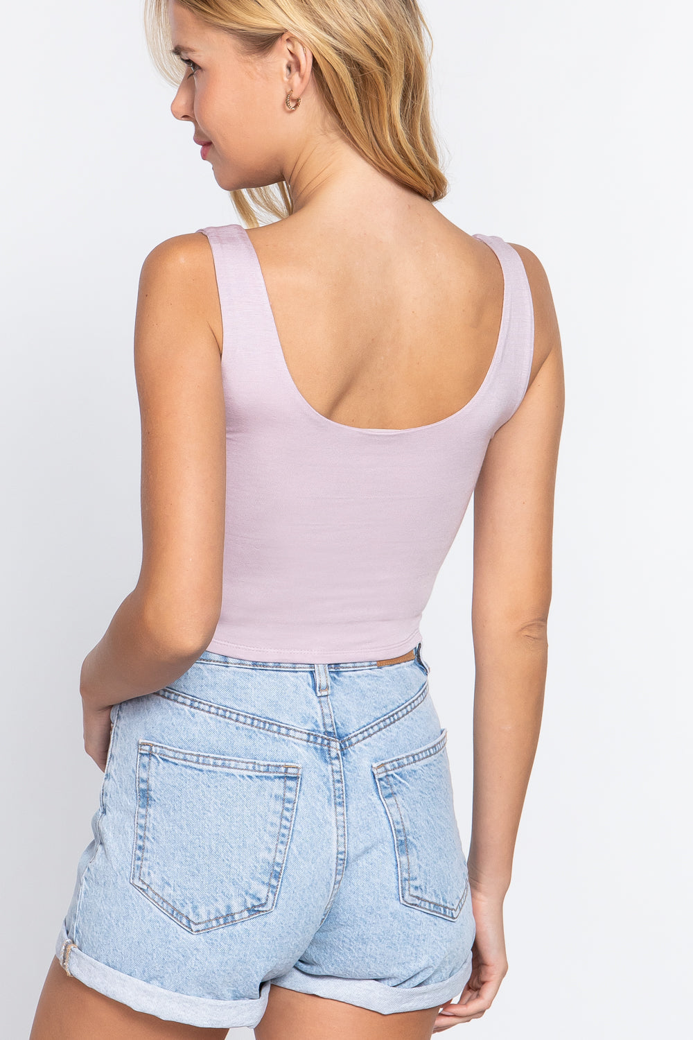 Scoop Neck 2 Ply Crop Tank Top Smile Sparker