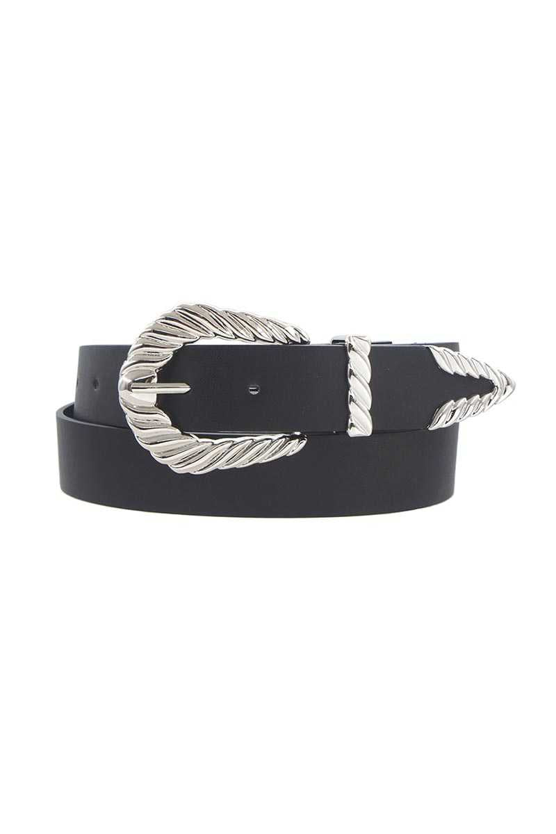 Shrimp Textured Silver Buckle Belt Smile Sparker