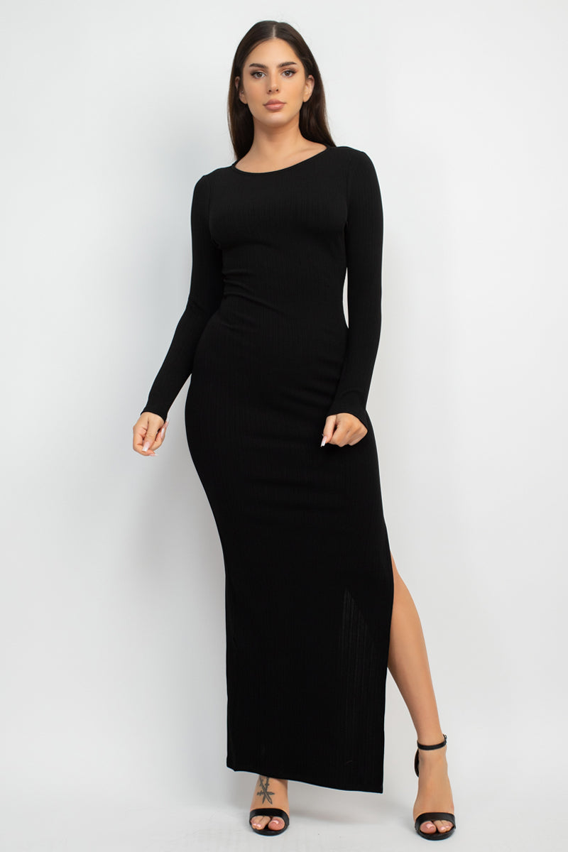 Side Slit Bodycon Maxi Dress Smile Sparker