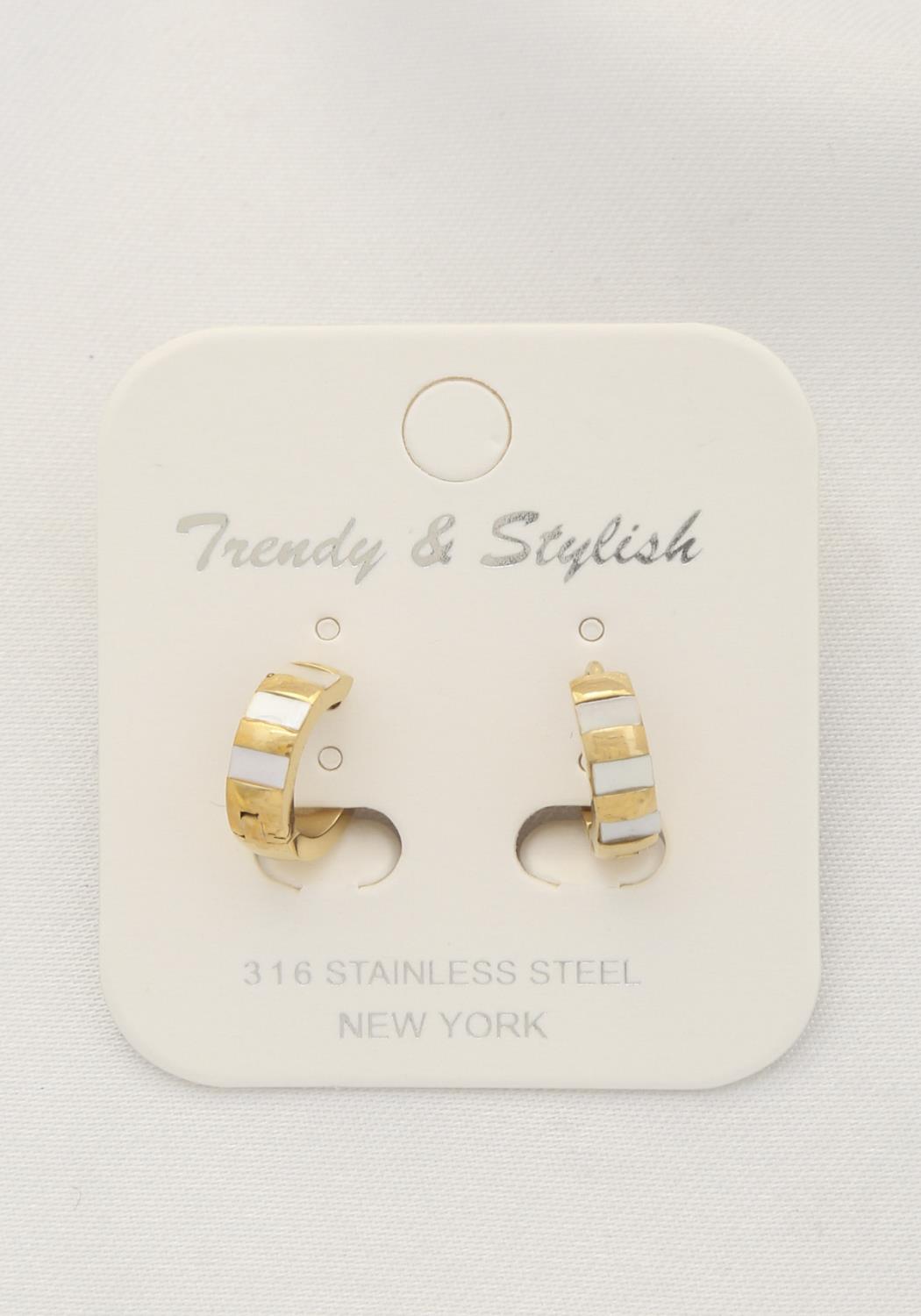 Stripe Metal Huggie Earring Smile Sparker