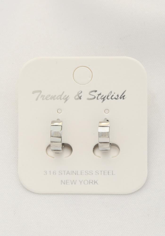 Stripe Metal Huggie Earring Smile Sparker