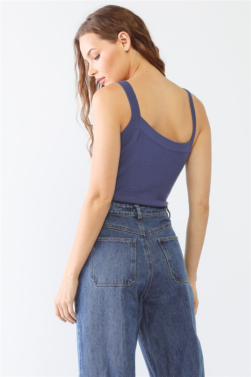 Viscose Blend Sleeveless Square Neck Bodysuit Smile Sparker