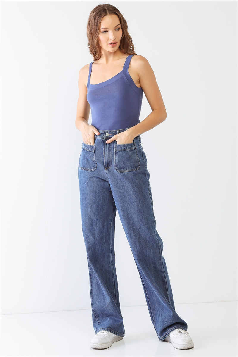 Viscose Blend Sleeveless Square Neck Bodysuit Smile Sparker