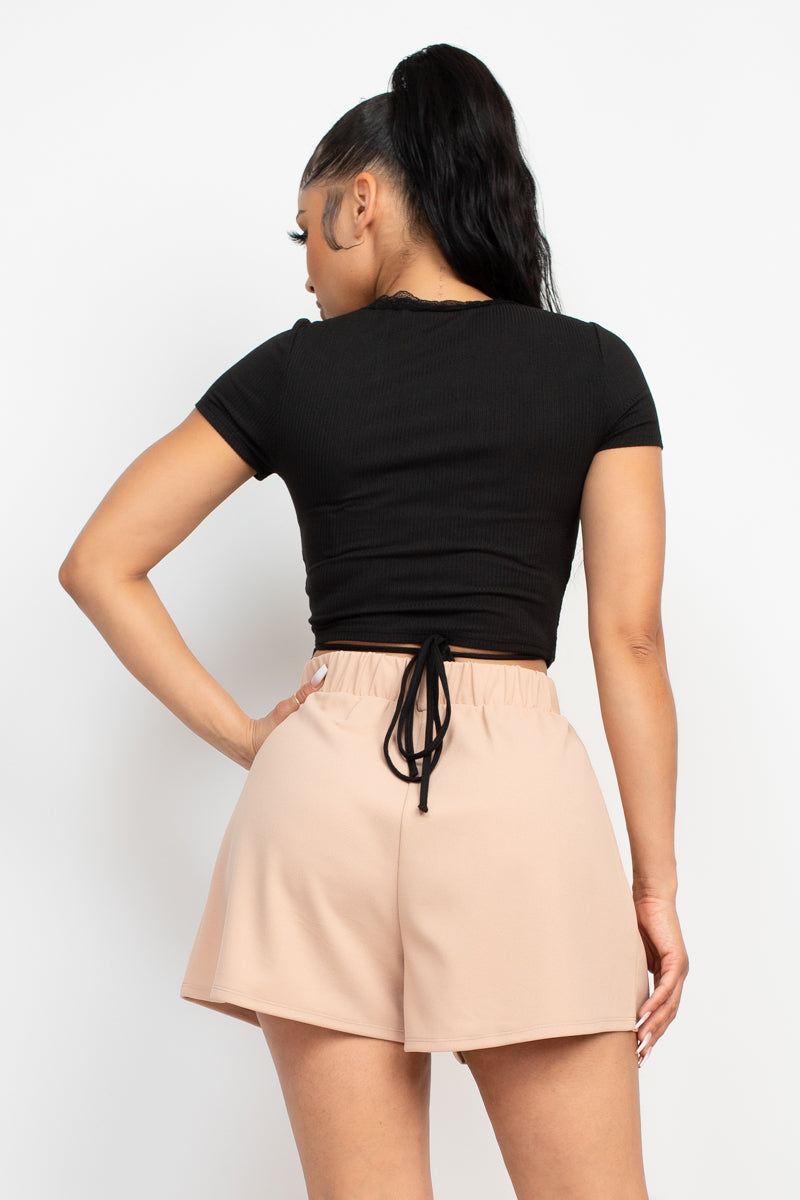 Wrap Surplice Lace Trim Top Smile Sparker