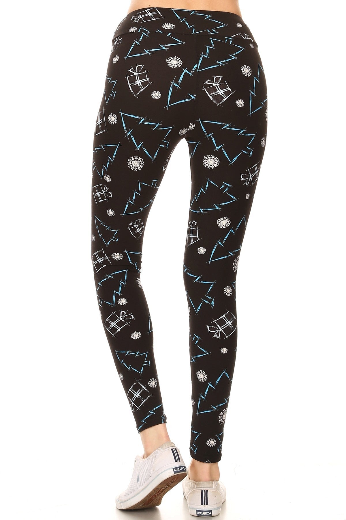 Yoga Style Banded Lined Tree Printed Knit Legging With High Waist Smile Sparker