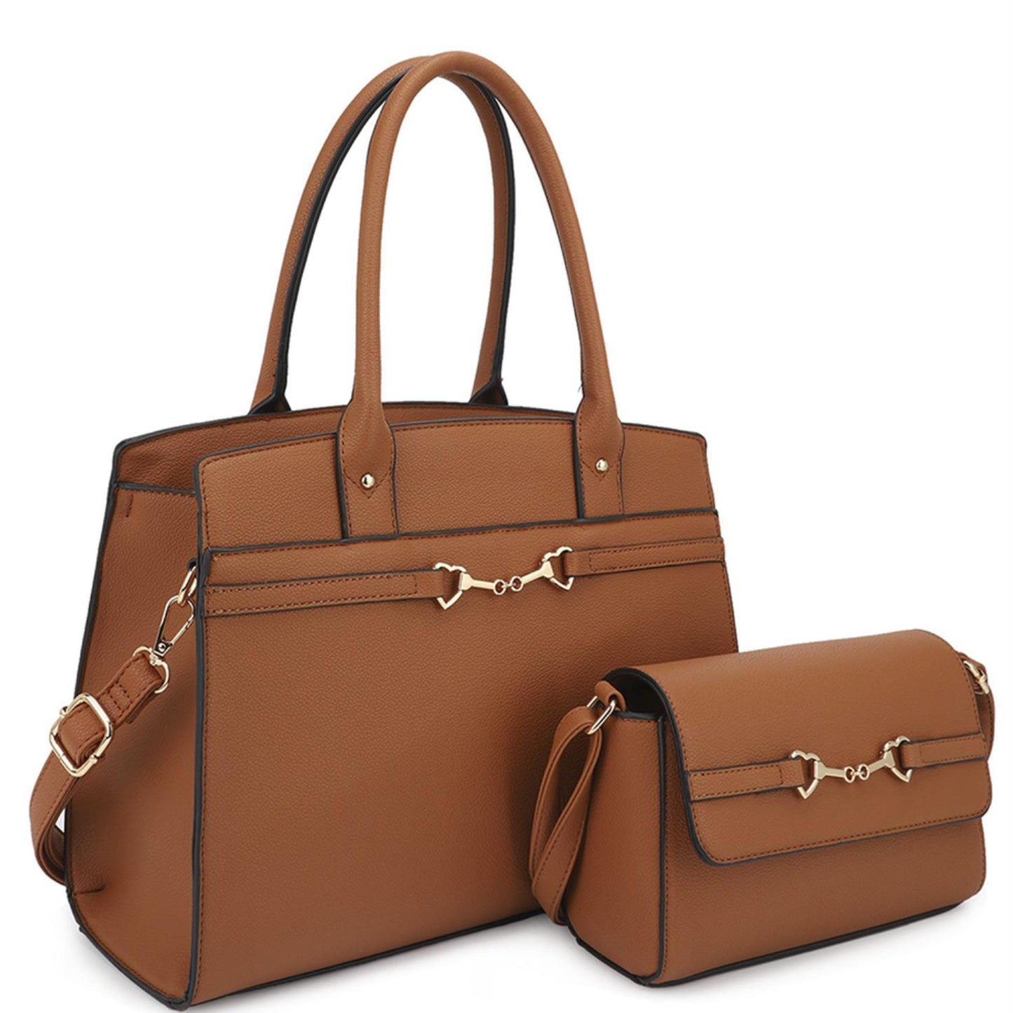2in1 Matching Design Handle Satchel With Crossbody Bag Smile Sparker