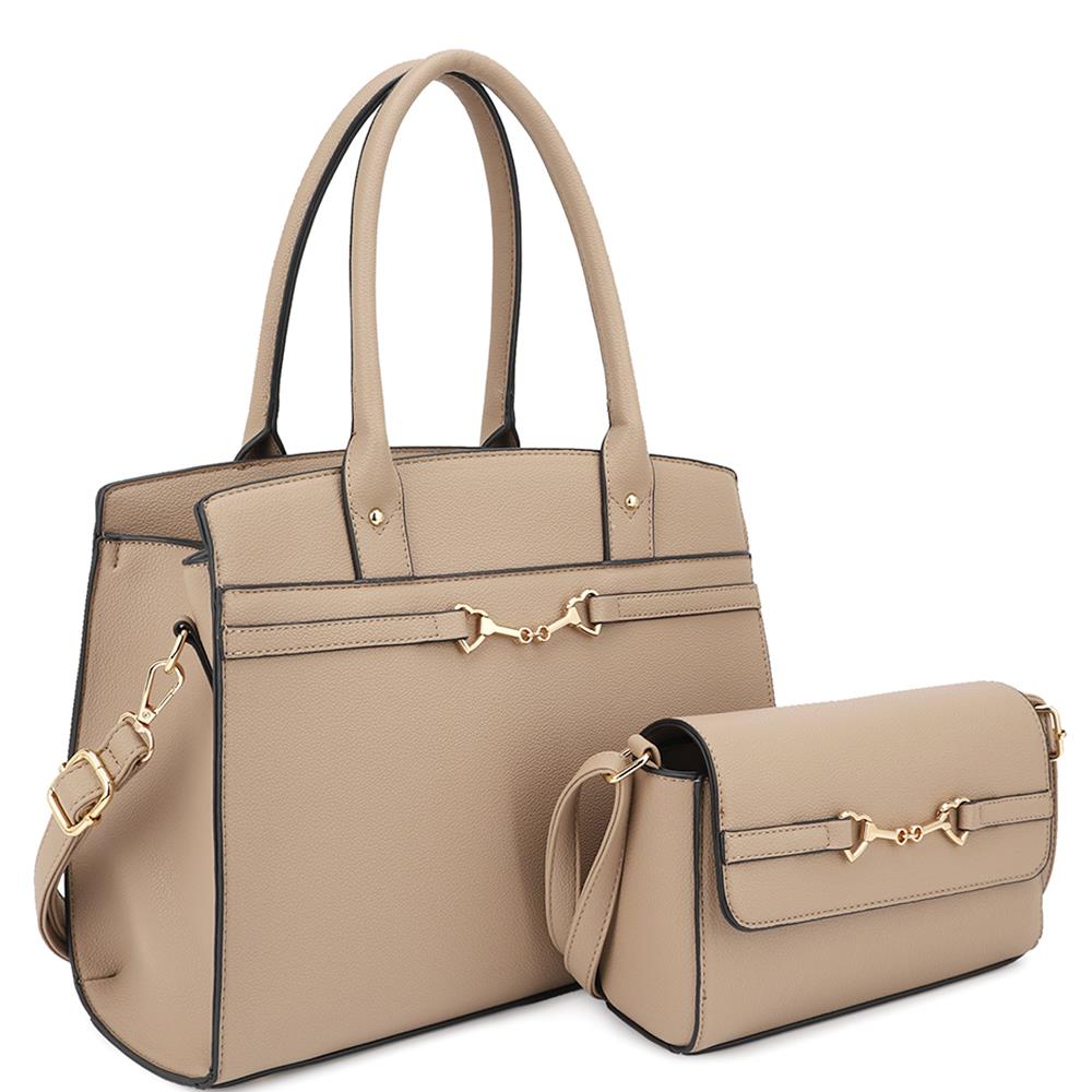 2in1 Matching Design Handle Satchel With Crossbody Bag Smile Sparker