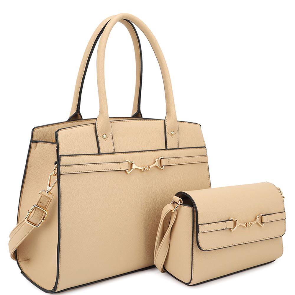 2in1 Matching Design Handle Satchel With Crossbody Bag Smile Sparker