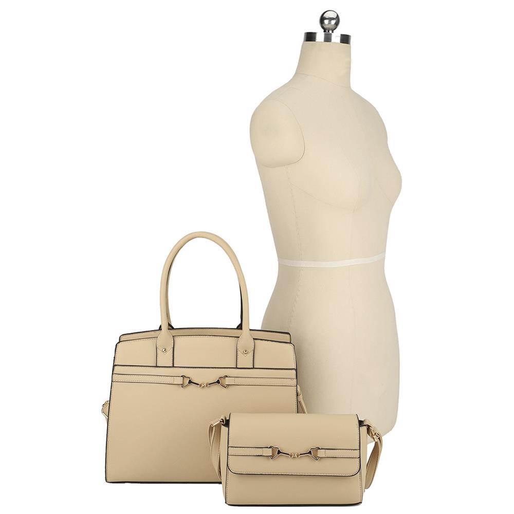 2in1 Matching Design Handle Satchel With Crossbody Bag Smile Sparker