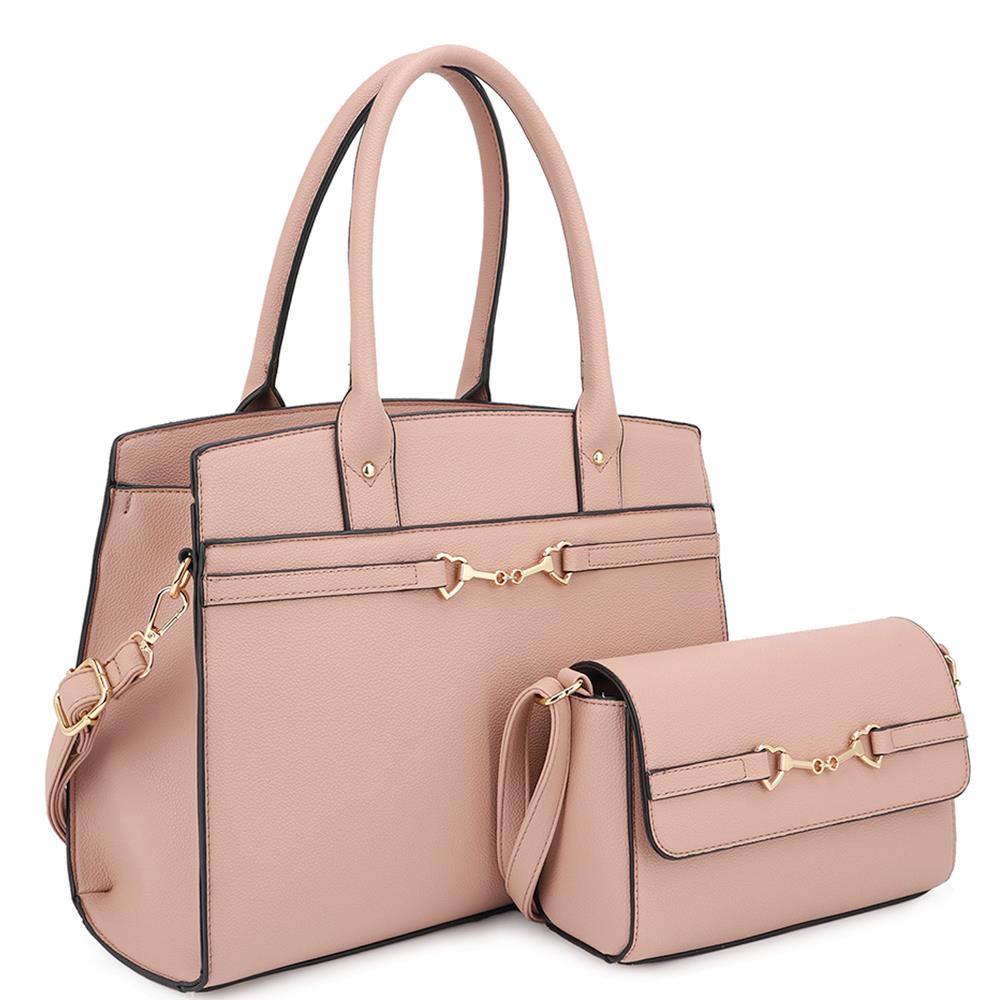 2in1 Matching Design Handle Satchel With Crossbody Bag Smile Sparker