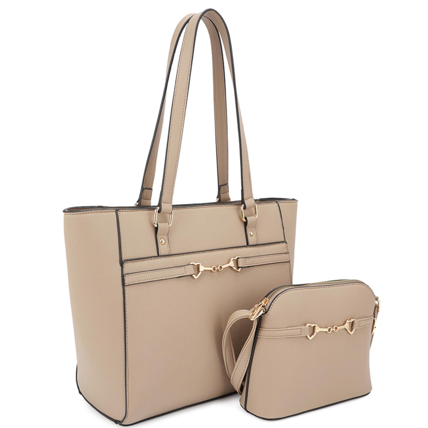 2in1 Smooth Matching Shoulder Tote Bag With Crossbody Set Smile Sparker