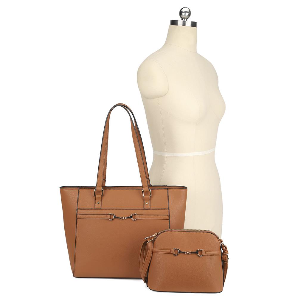 2in1 Smooth Matching Shoulder Tote Bag With Crossbody Set Smile Sparker