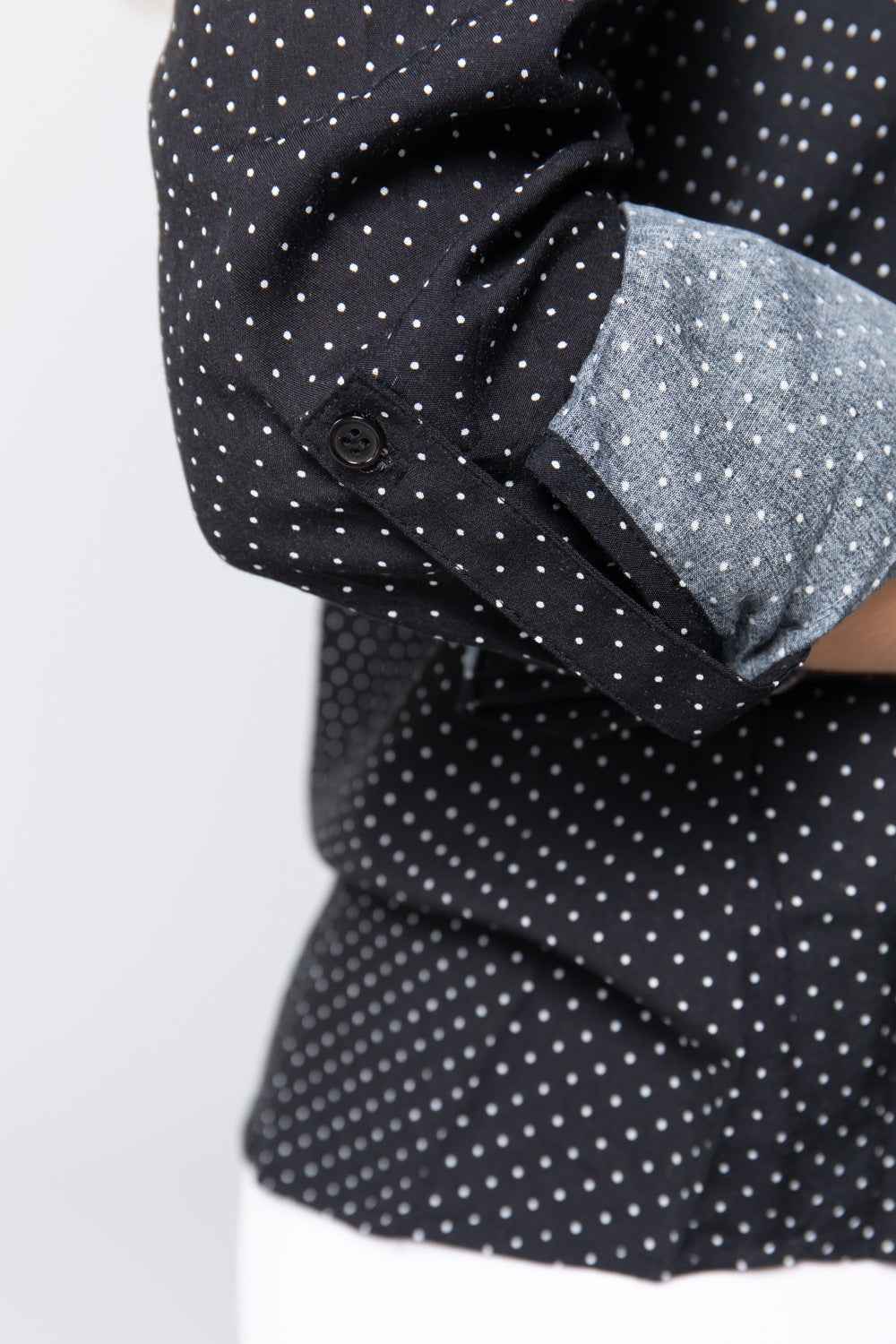 3/4 Roll Up Slv Dot Print Shirt Smile Sparker