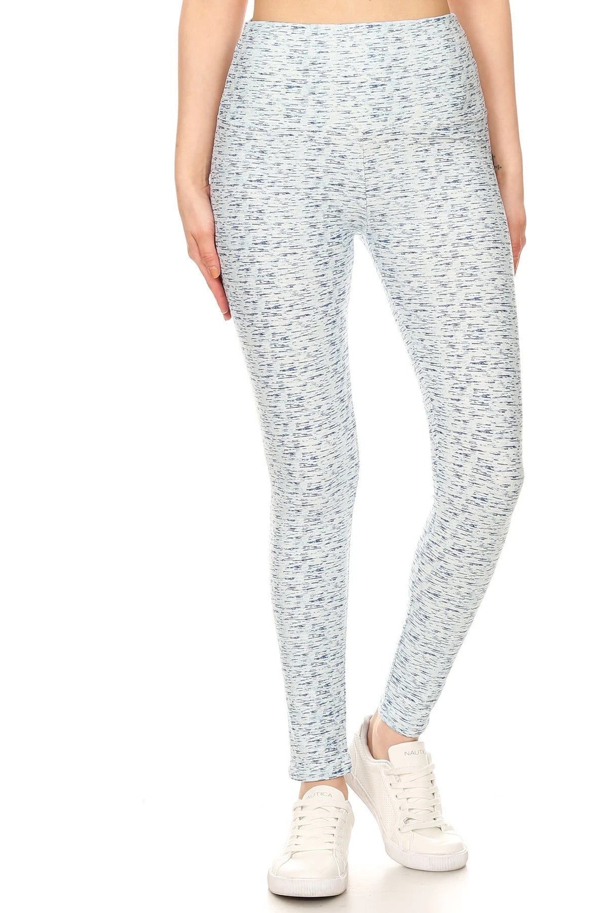 5-inch Long Yoga Style Banded Lined Multi Printed Knit Legging With High Waist Smile Sparker