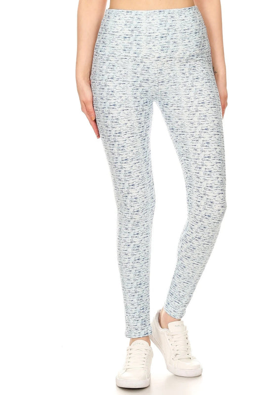5-inch Long Yoga Style Banded Lined Multi Printed Knit Legging With High Waist Smile Sparker