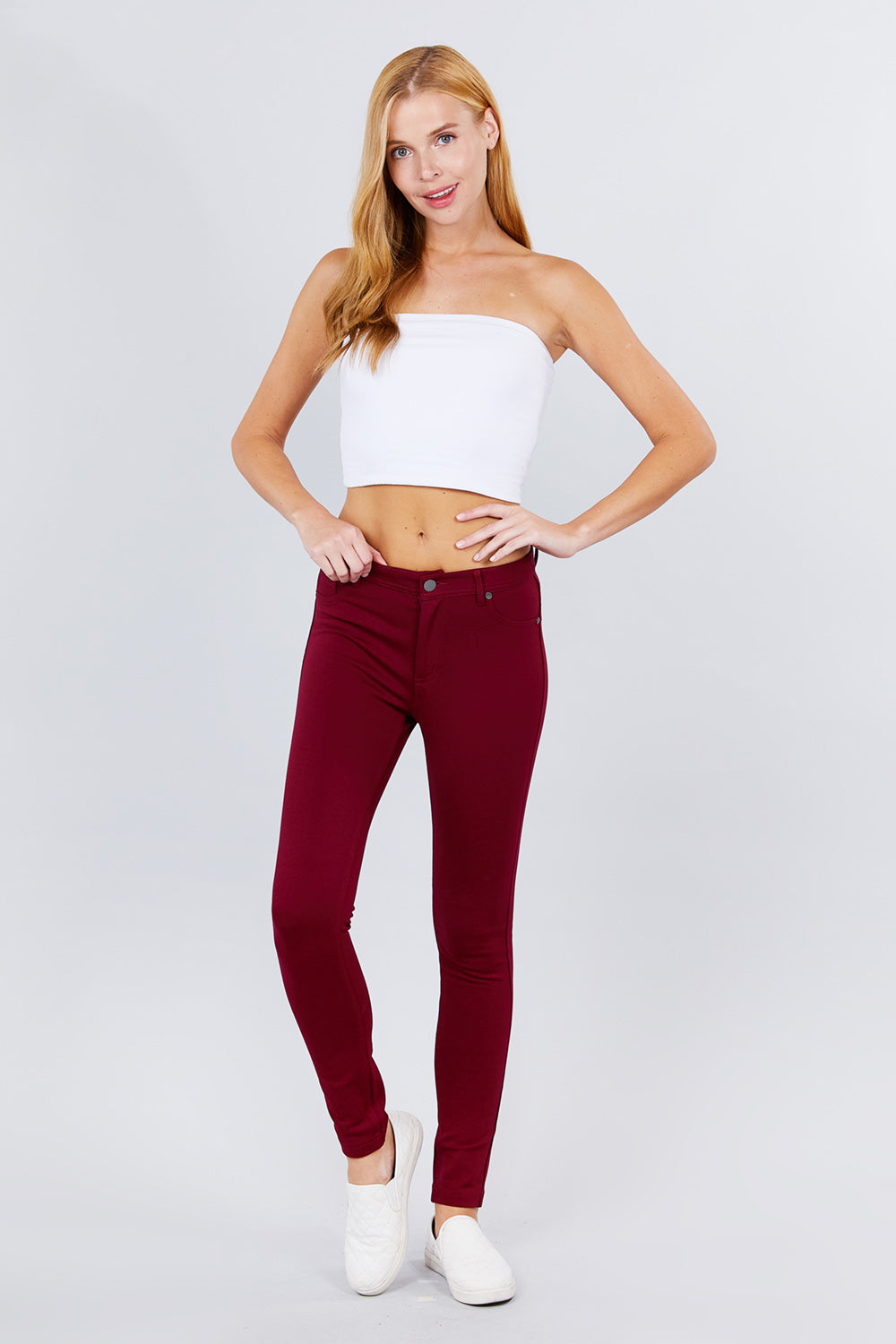5-pockets Shape Skinny Ponte Mid-rise Pants Smile Sparker