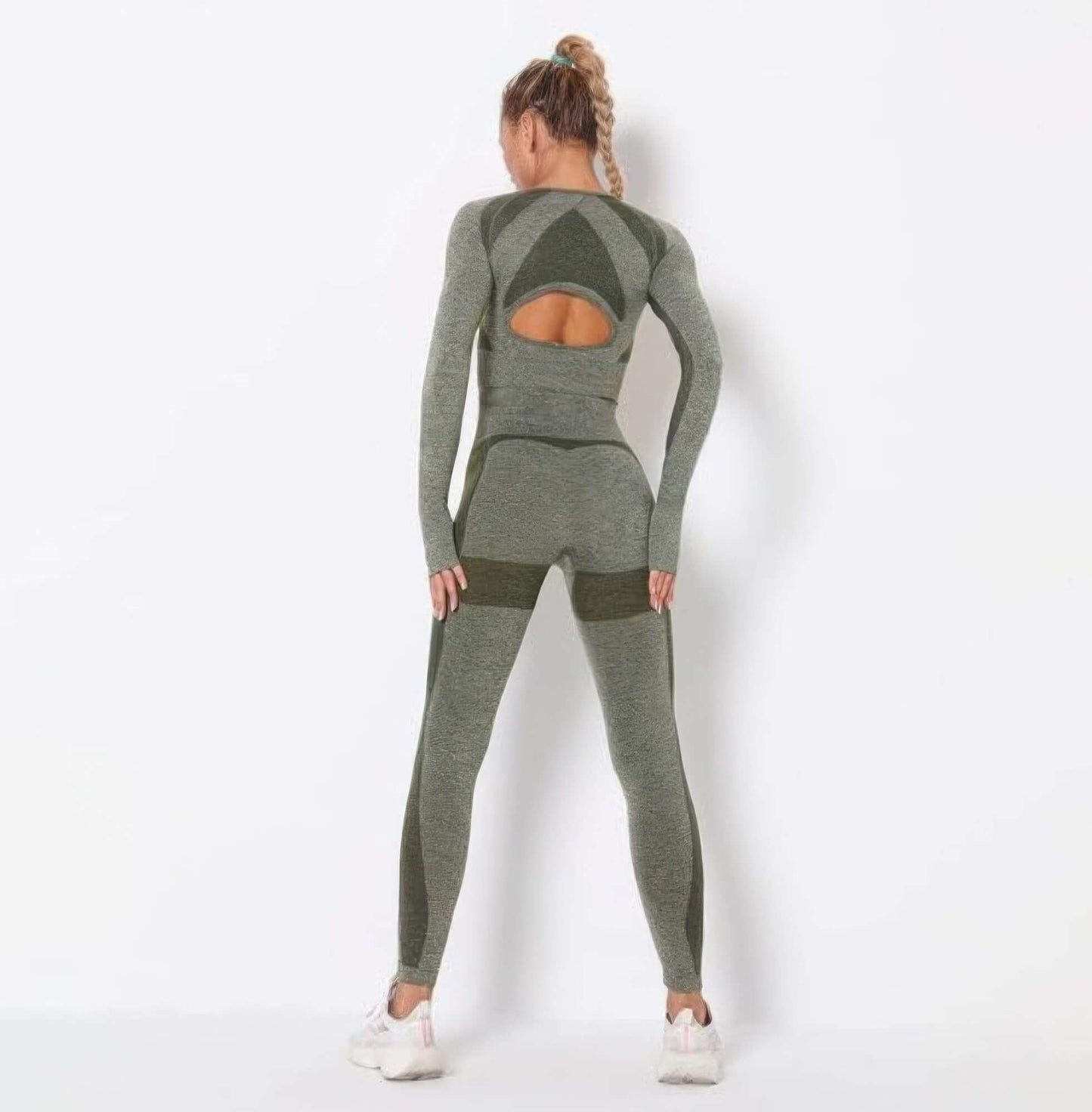 Aurevia Seamless Long Sleeve Yoga Set High Waisted Leggings - Smile Sparker