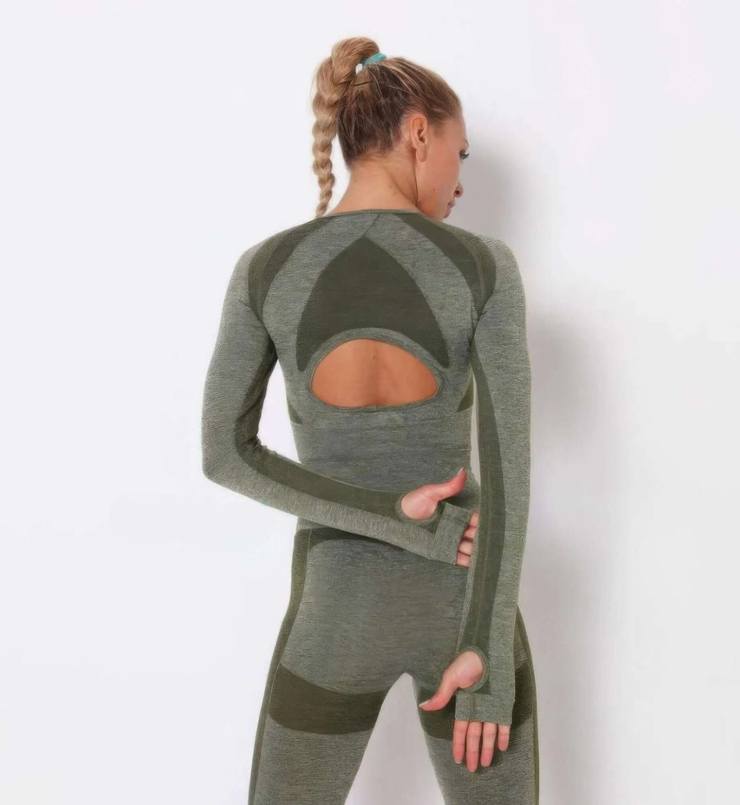 Aurevia Seamless Long Sleeve Yoga Set High Waisted Leggings - Smile Sparker