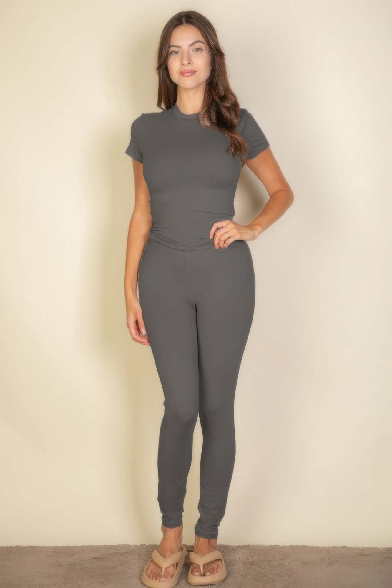 Aurevia Solid Leggings For Women High Waist Stretch Comfort - Smile Sparker