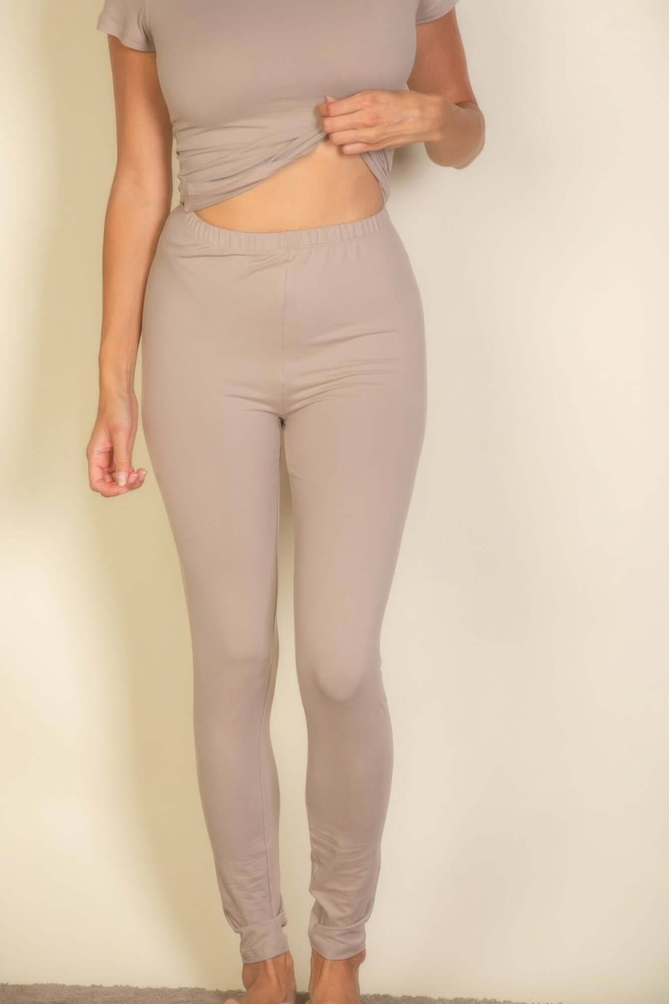 Aurevia Solid Leggings For Women High Waist Stretch Comfort - Smile Sparker