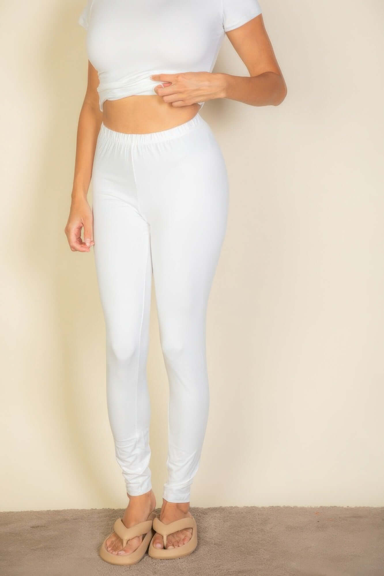 Aurevia Solid Leggings For Women High Waist Stretch Comfort - Smile Sparker