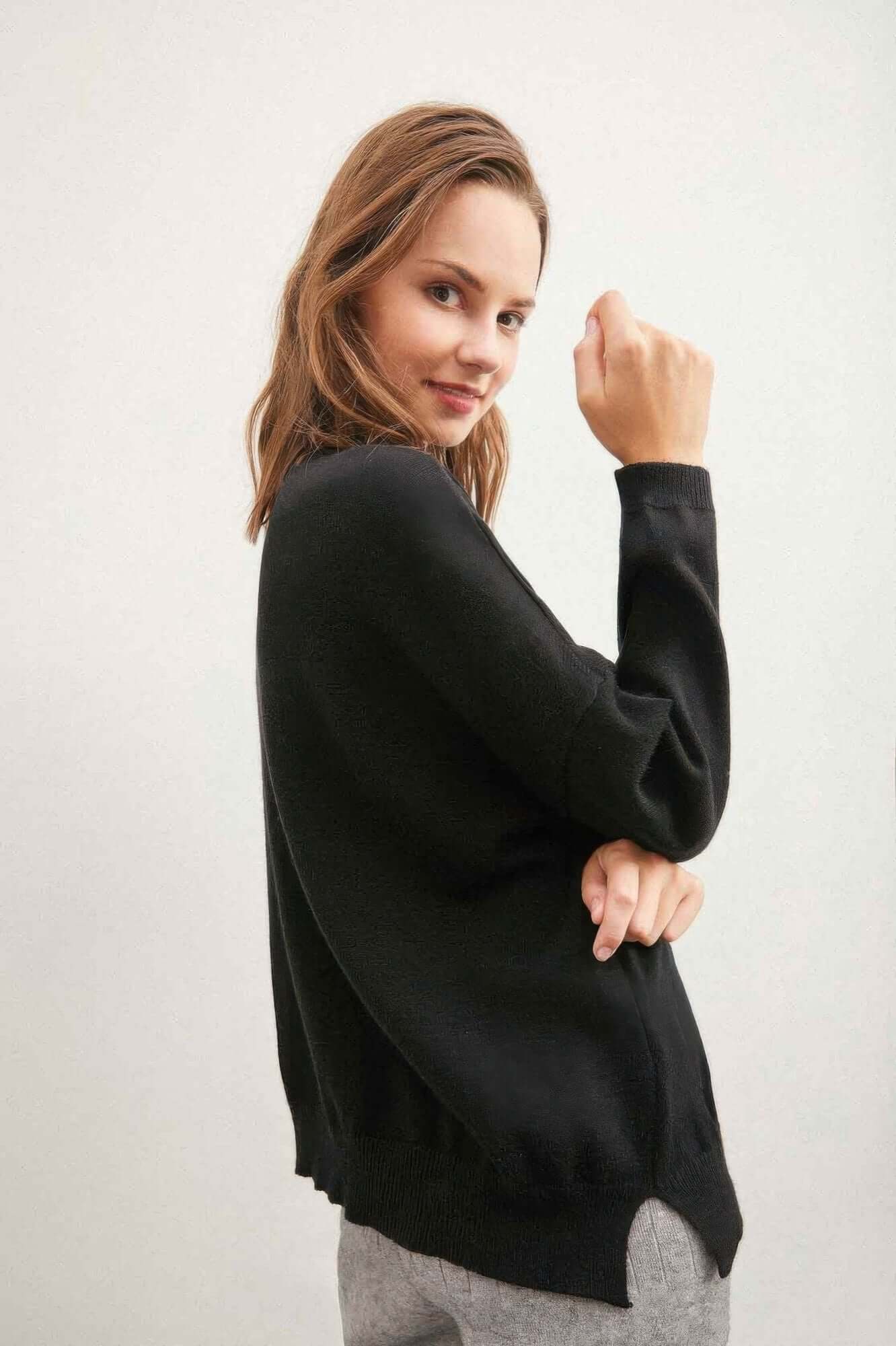 Aurevia Womens Cozy Knit Sweater With Colorful Buttons - Smile Sparker